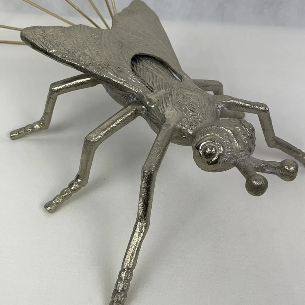 Large Decorative Silver Metal Winged Insect